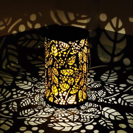 1 lanterne de table vintage, lanterne solaire suspendue de jardin, lanterne LED antique décorative, lanterne suspendue vintage, lampe de bureau solaire LED en forme de feuille, lanterne solaire décora (1/5)