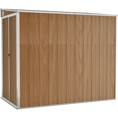 Casetta da giardino Capannone per cabina Capannone per la casa Capannone per esterni Capannone per attrezzi Robusto montaggio a parete 118 x 194 x 178 cm Acciaio zincato Marrone 020022335