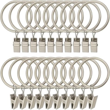 30 Pièces Anneaux de Rideaux en Métal - Pince Rideau Robuste et Antirouille pour Tringle à Rideaux (1/5)