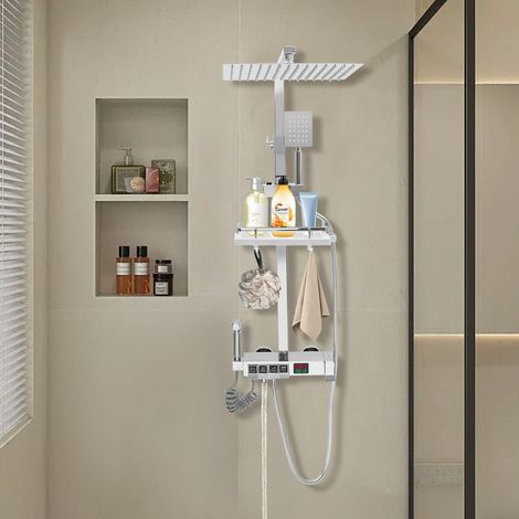Ensemble de douche style piano Ensemble de douche à quatre sorties Mitigeur thermostatique de douche Ensemble de mitigeur de douche Mitigeur de douche à effet pluie (1/5)