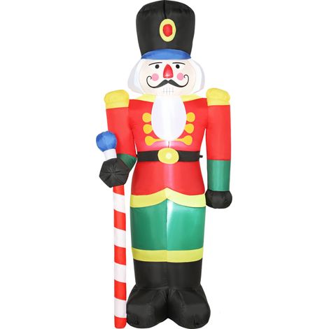 Soldat casse-noisette gonflable de Noël 245 CM avec lumières LED et sceptre, intérieur et extérieur, multicolore (1/5)