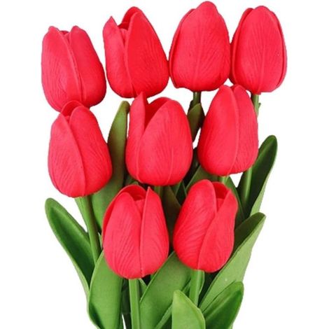 Flores artificiales, Set de 9 piezas, Ramo decorativo, Arreglo floral artificial, Adorno floral, Estilo cálido y único, 33 x 3,5 cm (1/5)