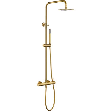Colonne de douche murale externe TWIST Mitigeur Or brosséNickel brosséNoir matCanon de fusilChroméOr brosséOr rose brossé  couleur  Or brossé     lar