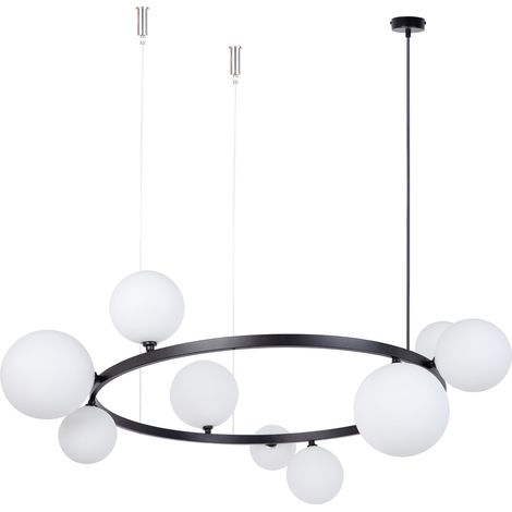 Lampadario Bolero nero anello vetro 9 sfere G9 Sigma (1/2)