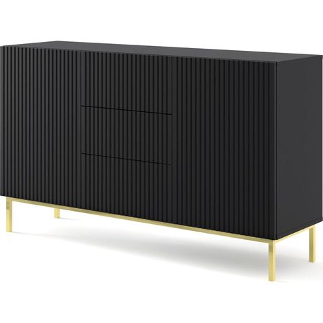 MOBILE RAVENNA B MOBILE IN MDF RIVESTITO IN FOGLIO 2D3S 150 NERO OPACO TELAIO ORO