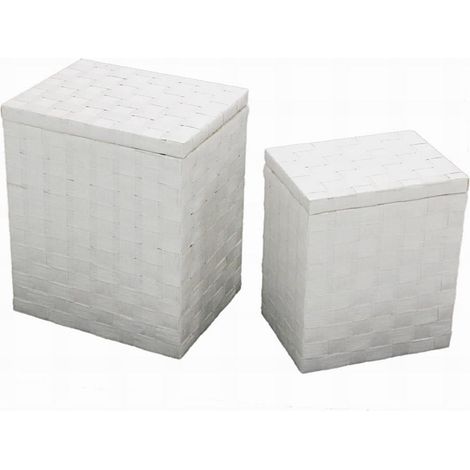 Set 2 Ceste Portabiancheria paper bianco con fodera rettangolare