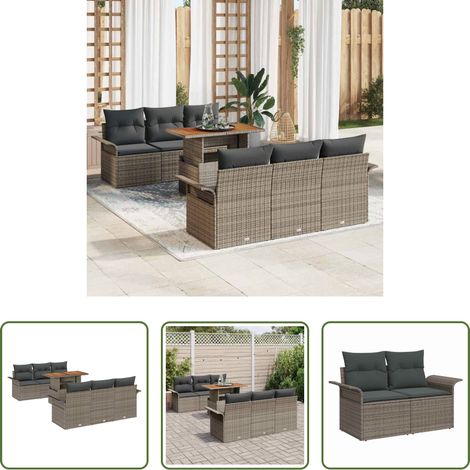 Gartentisch - Garten-Sofa-Set mit Kissen 7 pcs Grau (1/5)