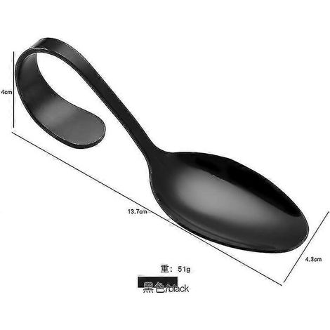 Cuillère en acier inoxydable à manche incurvé, vaisselle dorée pour buffet d'hôtel ou de cuisine.