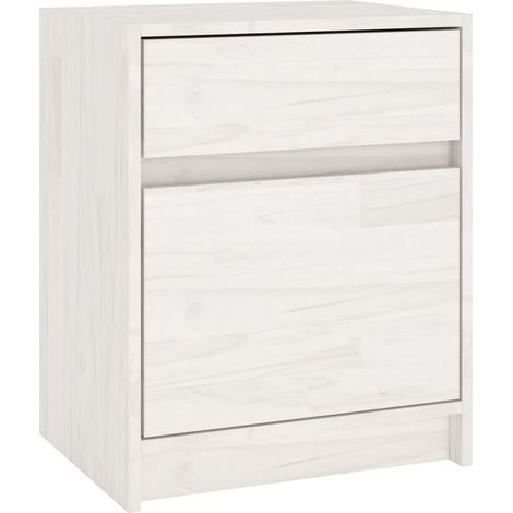 Table de chevet Blanc 40x31x50 Bois de pin massif (1/5)