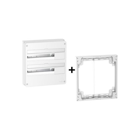 Schneider - Resi9 - Coffret 2 Rangu00e9es de 18 Modules + Rehausse - Ru00e9f. : R9H18402+R9H18759 (1/4)