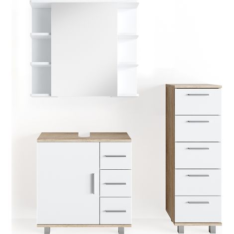 Set mobili bagno Ilias, Sonoma, 3 parti, con mobile midi, Vicco (1/5)