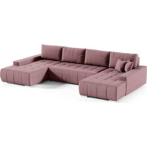 Wohnlandschaft Sofa mit Schlaffunktion VOGAR Stoff Aulla Altrosa (1/4)