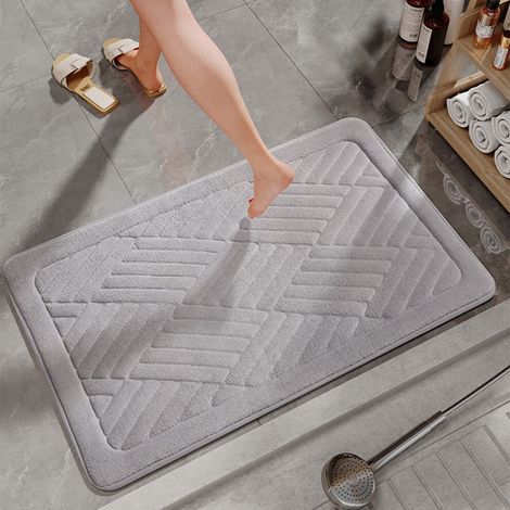 Tapis de bain 40 x 60 cm en mousse à mémoire de forme, antidérapant, séchage rapide, ultra-absorbant et fin, lavable, pour baignoire et lavabo. (1/5)