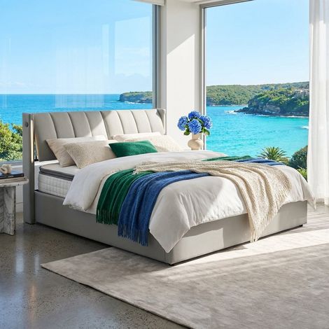 Audreamy Avalon Ottoman Bed Grey PU King (1/5)