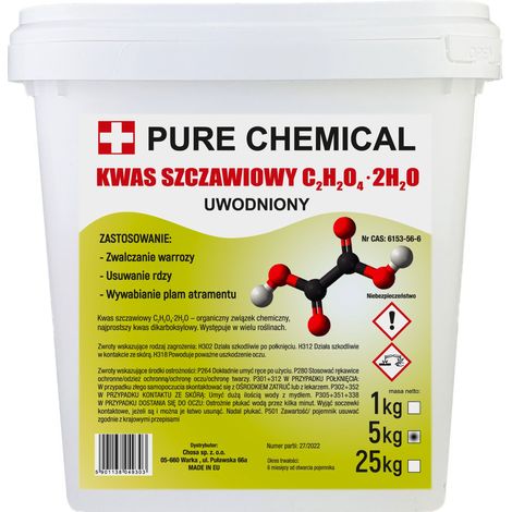 Acido ossalico - 5 kg - Cristalli purificati - Decalcificazione efficace - Uso in apicoltura