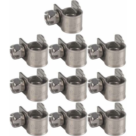 10pcs mini collier de serrage de tuyau de conduite de carburant en acier inoxydable 6mm