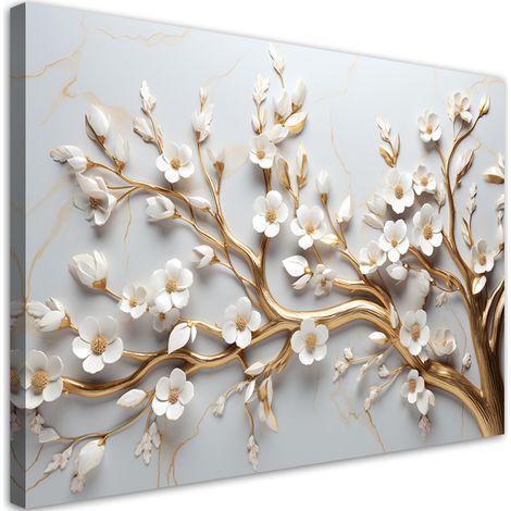 Tableau sur toile Arbre à feuilles d'or 3D 100x70 (1/5)
