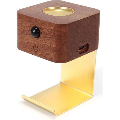 Lampes de Chevet de Chambre à Coucher, Lampes Table LED, Lampe Murale à Capteur de Mouvement, Batterie Rechargeable USB Type-C Intégrée, Lumières de Nuit en Bois, Lampe de Lecture (Couleur Bois Foncé) (1/5)