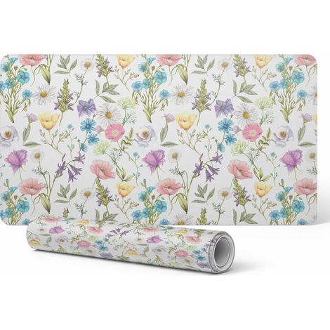 Alfombrilla decorativa elegante para escritorio con estampado floral vintage, 100x50 cm.