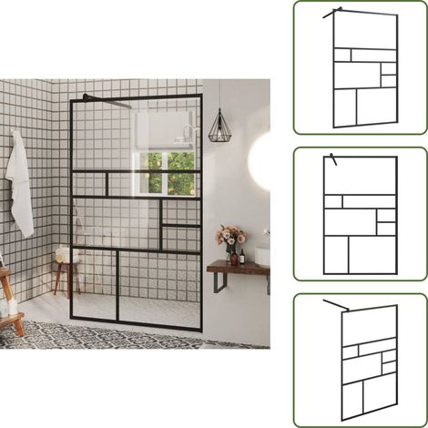 The Living Store Mampara ducha accesible vidrio ESG transparente negro 100x195cm - Mampara de ducha transparente