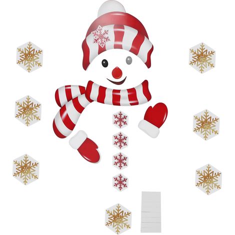 Lot de 4 stickers humoristiques de Noël pour frigo PVC imperméable, déco porte garage réfrigérateur X004 (1/5)