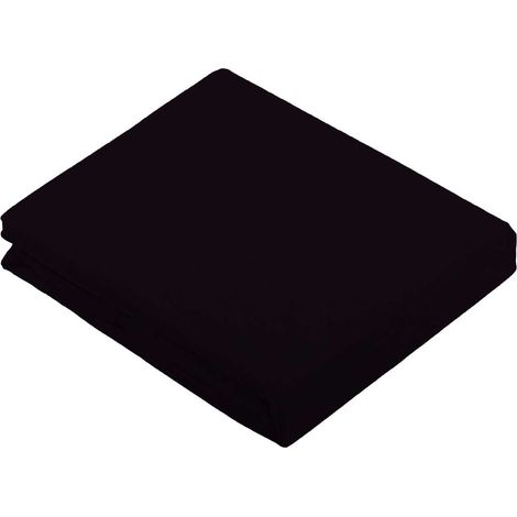 Drap Plat Uni en 100 % Coton Noir 240x310 cm