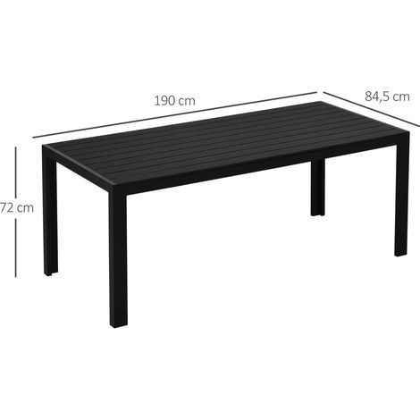 Tavolo da giardino in plastica effetto legno 190 x 84,5 x 72 cm nero (1/4)