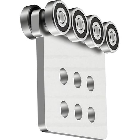 Mophorn Rodillos de montaje con rodamientos para perfil C 41 mm, conjunto 4 unidades, 8 ruedas, soporte deslizante acero para canal, capacidad carga 1361 kg, polipastos, garajes, talleres y almacenes (1/5)