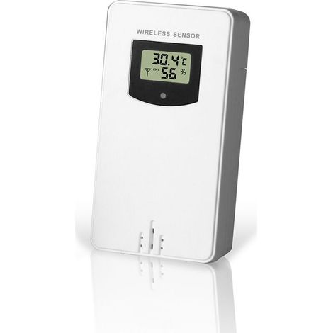 Intelligenter Sensor, 60 m Übertragungsreichweite, IPX4-Wetterstationssensor, wasserdichter Temperatur- und Feuchtigkeitssensor, kompatibel mit E24271 für schwebende Tischgeräte (WEISS) (1/4)
