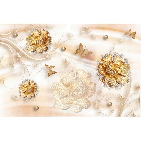 Papier peint panoramique - Fleurs 3D - 130 cm x 86 cm (1/2)