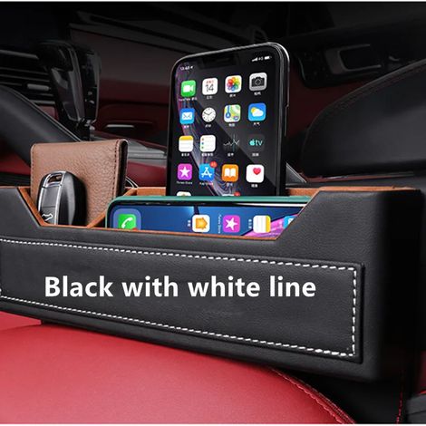 (Lignes noires et blanches) Boîte de rangement pour l'espace entre les sièges de voiture, sac organisateur, étui de remplissage pour Porsche Macan, Cayenne, Panamera 718, 911, accessoires intérieurs (1/5)