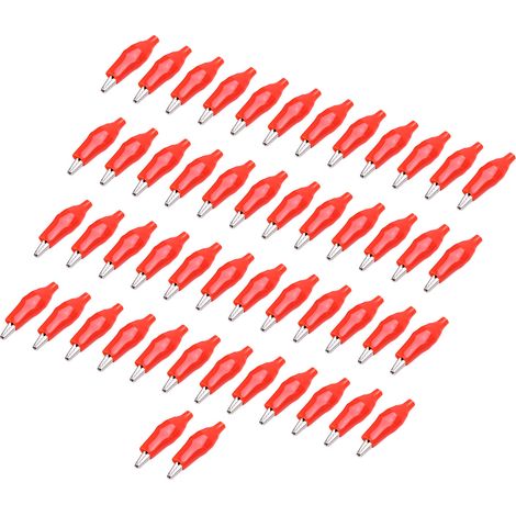 50 Pinces Croco Simple Manchon PVC Rouge pour Tests Électriques, Soudure DIY Auto, Clip de Connexion Lot (1/5)