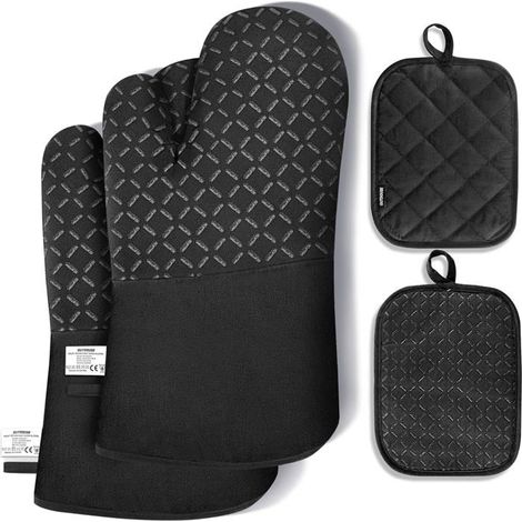 Gants de Cuisine - Ulisem - Résistants à 230°C - Coton Épais - Silicone Antidérapant