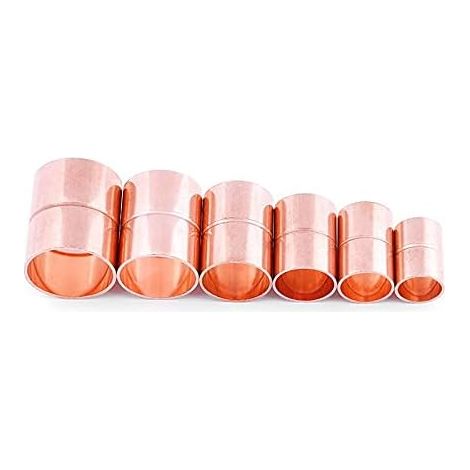 1pc 35mm Copper Fitting Equal Straight Coupling Socket Welding Pipe Connector (1/4)