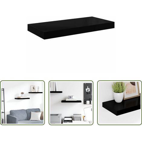 Étagère décorative - Étagère murale flottante Noir brillant 50x23x3,8 cm MDF (1/5)