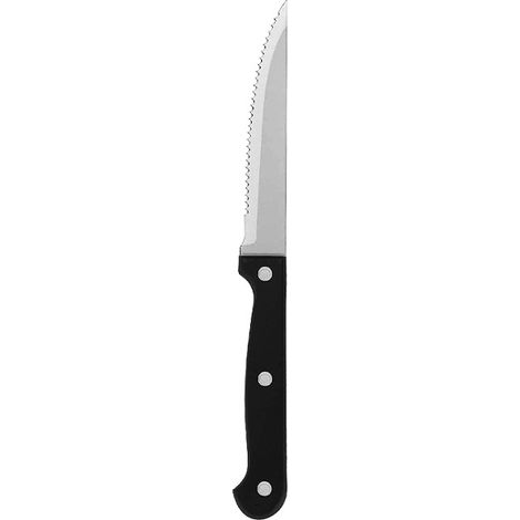 Set de 6 couteaux à steak en inox, lames crantées, passe au lave-vaisselle, couverts de table robustes et tranchants, manches ergonomiques, idéal repas quotidiens et barbecues. (1/3)