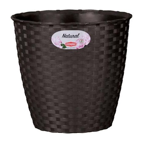 VASO RATTAN TONDO NATURAL STEFANPLAST - PP MOKA CM 19 H.CM 17,5- 4 pezzi