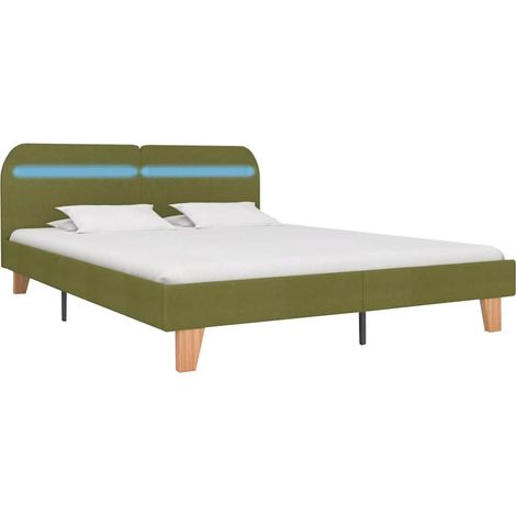 Maison Exclusive - Bettgestell mit LED Grün Stoff 160x200 cm (1/5)