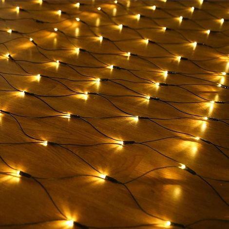 Filet lumineux solaire d'extérieur, 3 x 2 m, 200 LED, 8 modes d'éclairage pour sapin de Noël, arbustes, jardin, terrasse, décoration de fenêtre (blanc chaud) (1/5)
