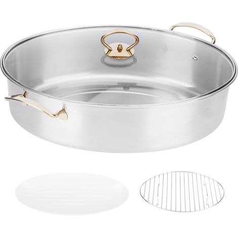 Grande capacité plat ovale pour cuisson poisson en acier inoxydable 304, ensemble casserole avec couvercle et plateau, ustensile de cuisine domestique (1/5)