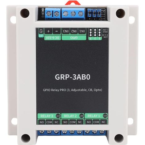Module de Carte de Commutation de Relais GPIO 10a 5V à 2 Canaux, Isolement Optocoupler, Contrôle de L'automatisation Industrielle, Boîtier de Support de Rail ABS, pour les (Grp-3ab0) (1/5)