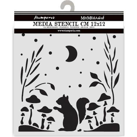 Thick Stencil for Scrapbooks, Albums, Cards, Bullet Journals, Flexible Material, Easy to Clean, for Crafts and Gifting (Herbarium Silvae, Squirrel) (1/2)