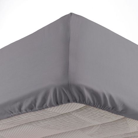 Paris Prix – Drap housse uni 90x190cm en 100% coton – Tissage 57 fils/cm² – Compatible lit 1 personne – Couleur gris (1/3)
