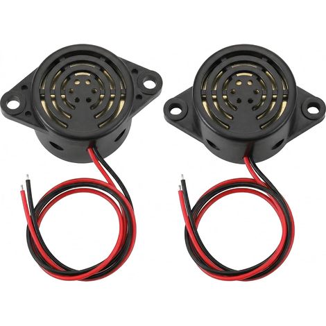 Buzzer Sonore Alarme Voiture Moto, Buzzer Piézo Actif 3-24V DC, Avertisseur Sonore Continu 100 DB Noir, Buzzer Electronique 12V Puissant pour Avertisseur Oubli Phare Moto, Lot de 2 Pièces (1/5)