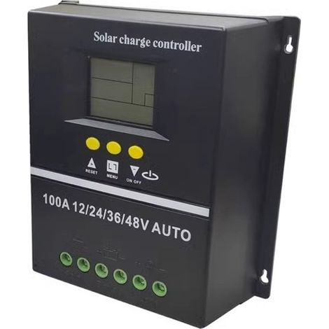 Régulateur solaire MPPT 100A 12V 24V 36V 48V écran LCD rétroéclairé contrôleur de charge intelligent pour batterie plomb-acide 2 ports USB alliage aluminium dissipation thermique (1/3)