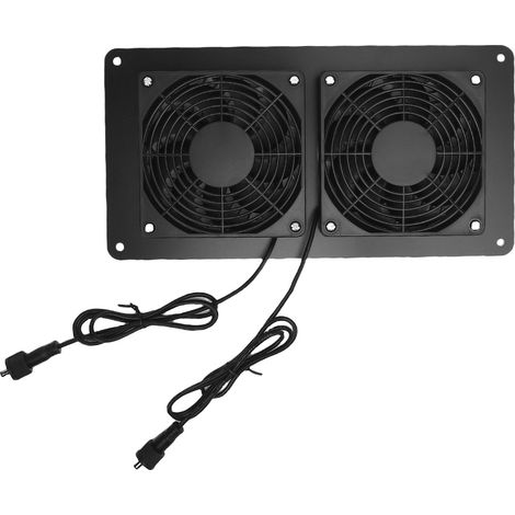 Ventilateur d'extraction solaire double 2200 tr/min, ventilateur de ventilation à énergie solaire pour poulailler, abri pour animaux et remises (1/5)