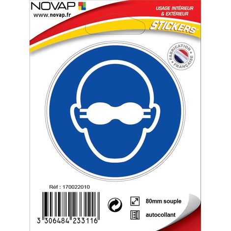 Panneau Lunettes de protection opaques obligatoires - Vinyle adhésif Ø80mm - 4233116