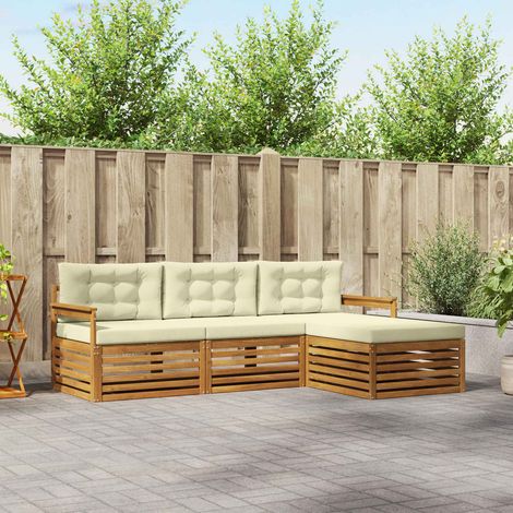 vidaXL Set di divani da esterno Naturale e Crema 249,5 x 162,5 x