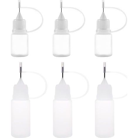 6 pcs Flacon Pipette, Flacons Plastique, Bouteille Plastique, Flacon Souple, Bouteille De Colle Vide, Bouteille De Précision, 5ml/10ml (1/5)