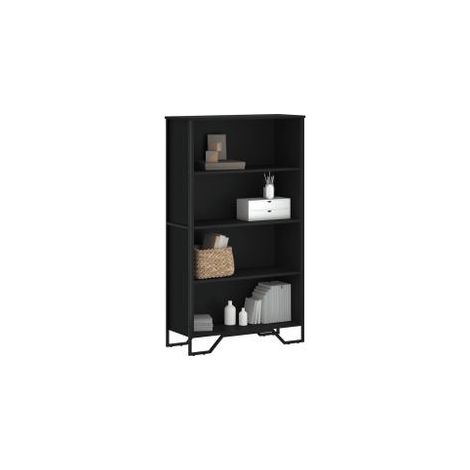 Bibliothèque noir 80x31x137,5 bois d'ingénierie (1/5)